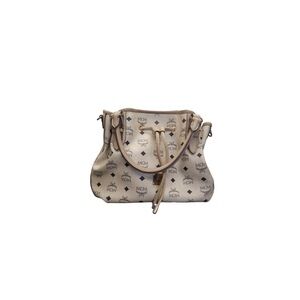 MCM Beige and Black Logo Shoulder Bag
